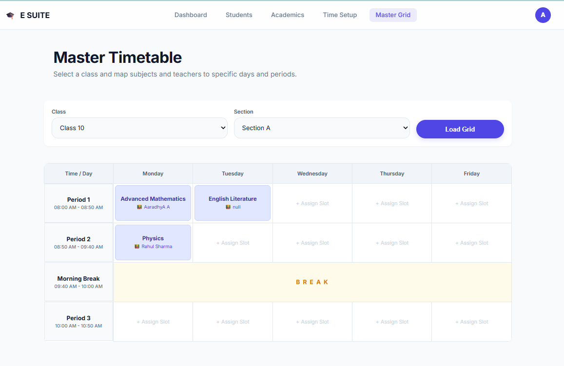 Master Timetable